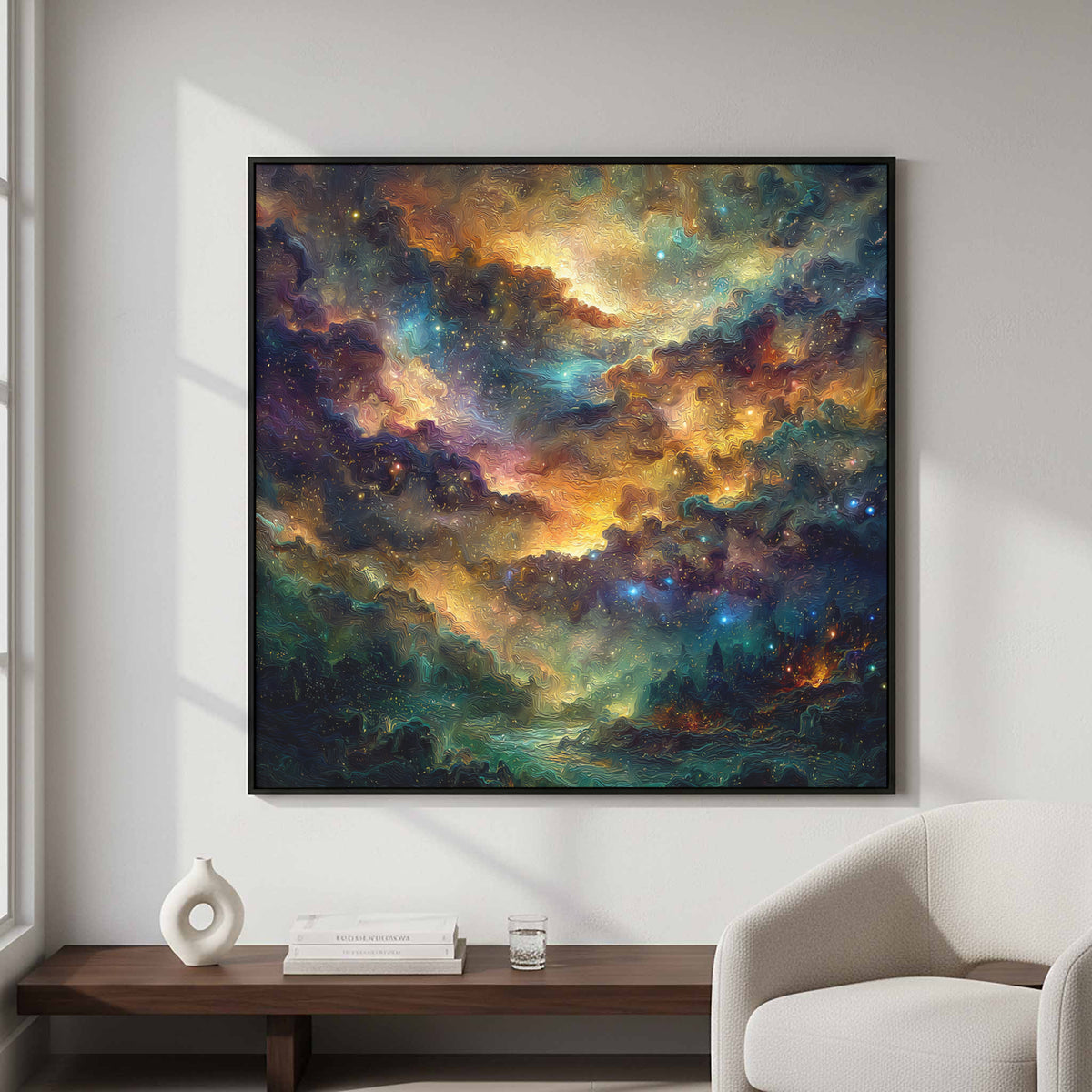 Cosmic Nebula Canvas Wall Art – styled room view 4