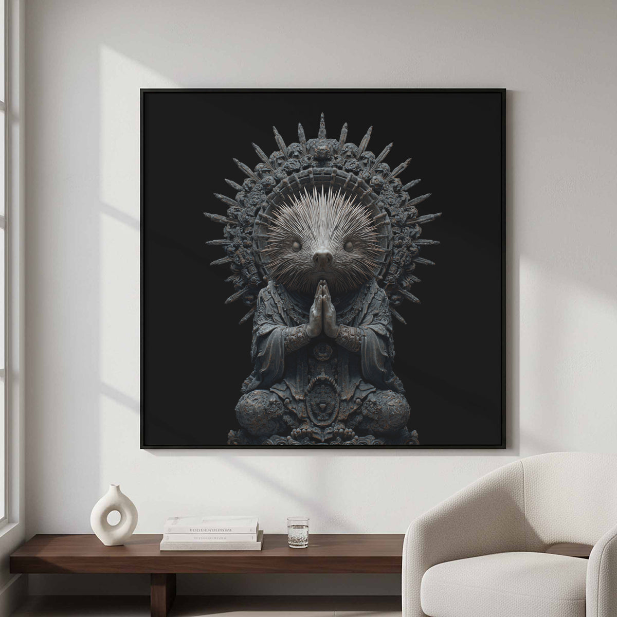 Surreal Porcupine Buddha Canvas Wall Art — product image 6