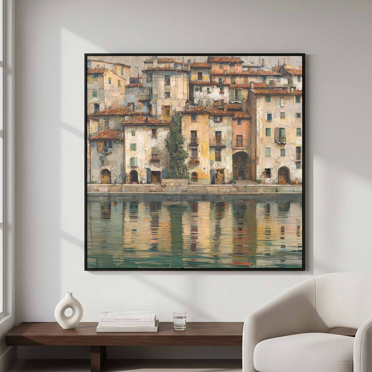 European Waterfront Canvas Print – styled room view 5