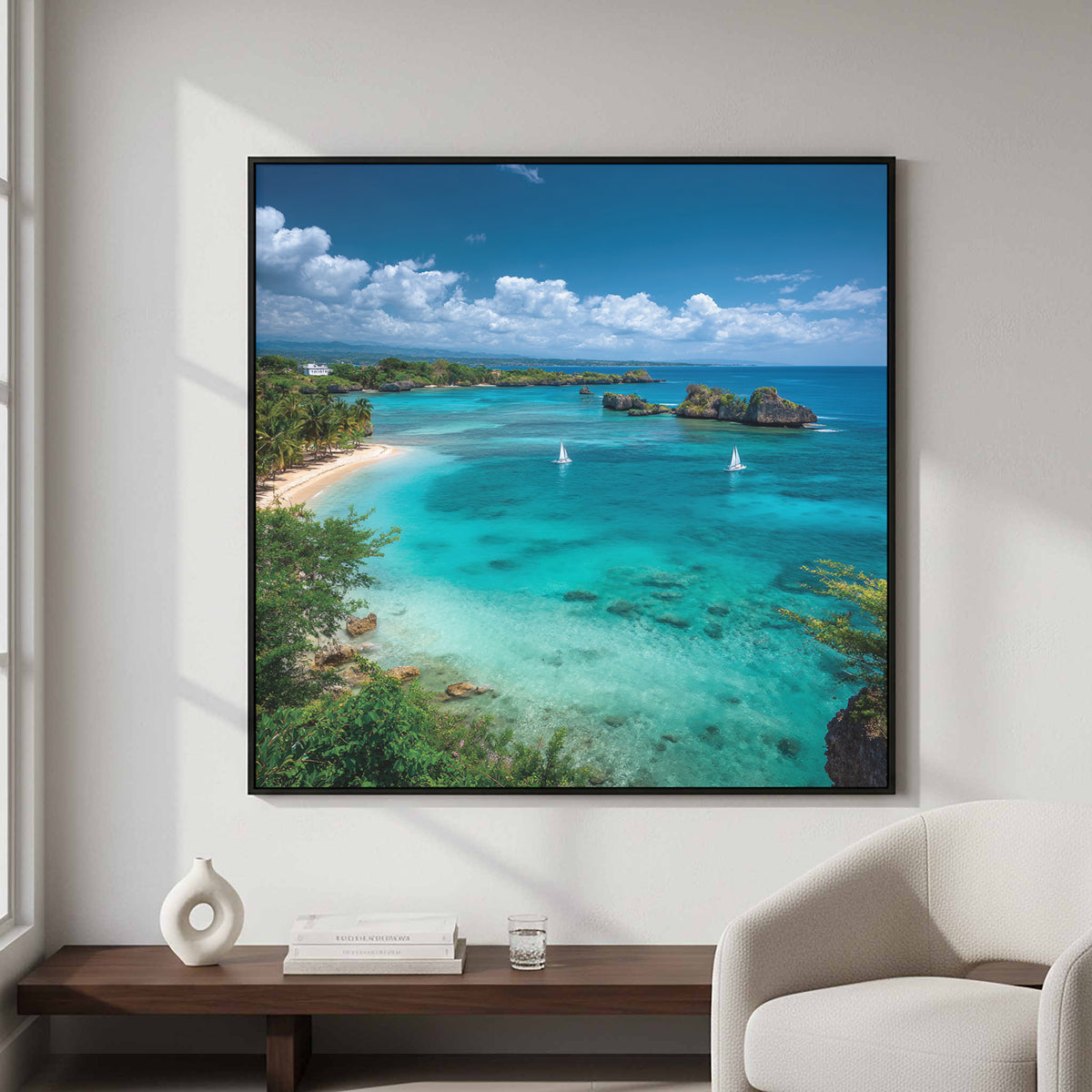 Tropical Beach Canvas Print – styled room view 3