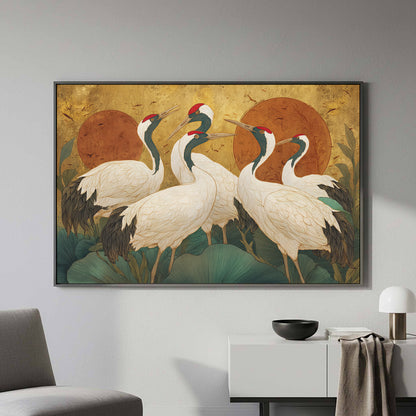 Elegant Crane Art Print – styled room view 4