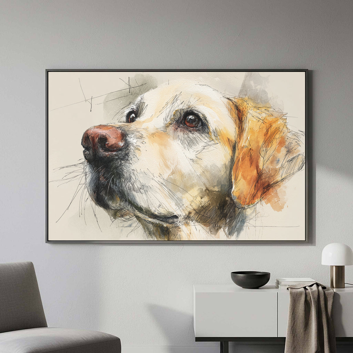 Golden Retriever Canvas Wall Art – styled room view 3
