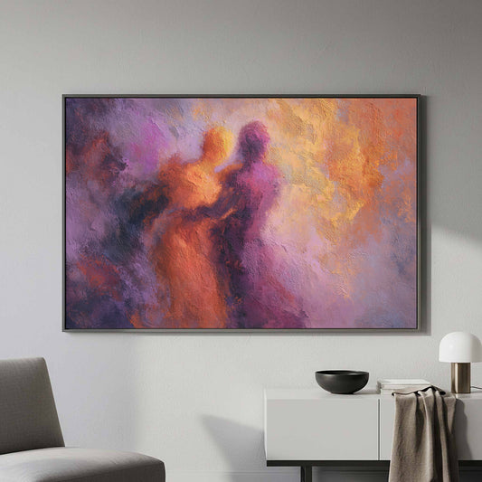 Abstract Intimate Wall Art – canvas print shown framed in a styled room