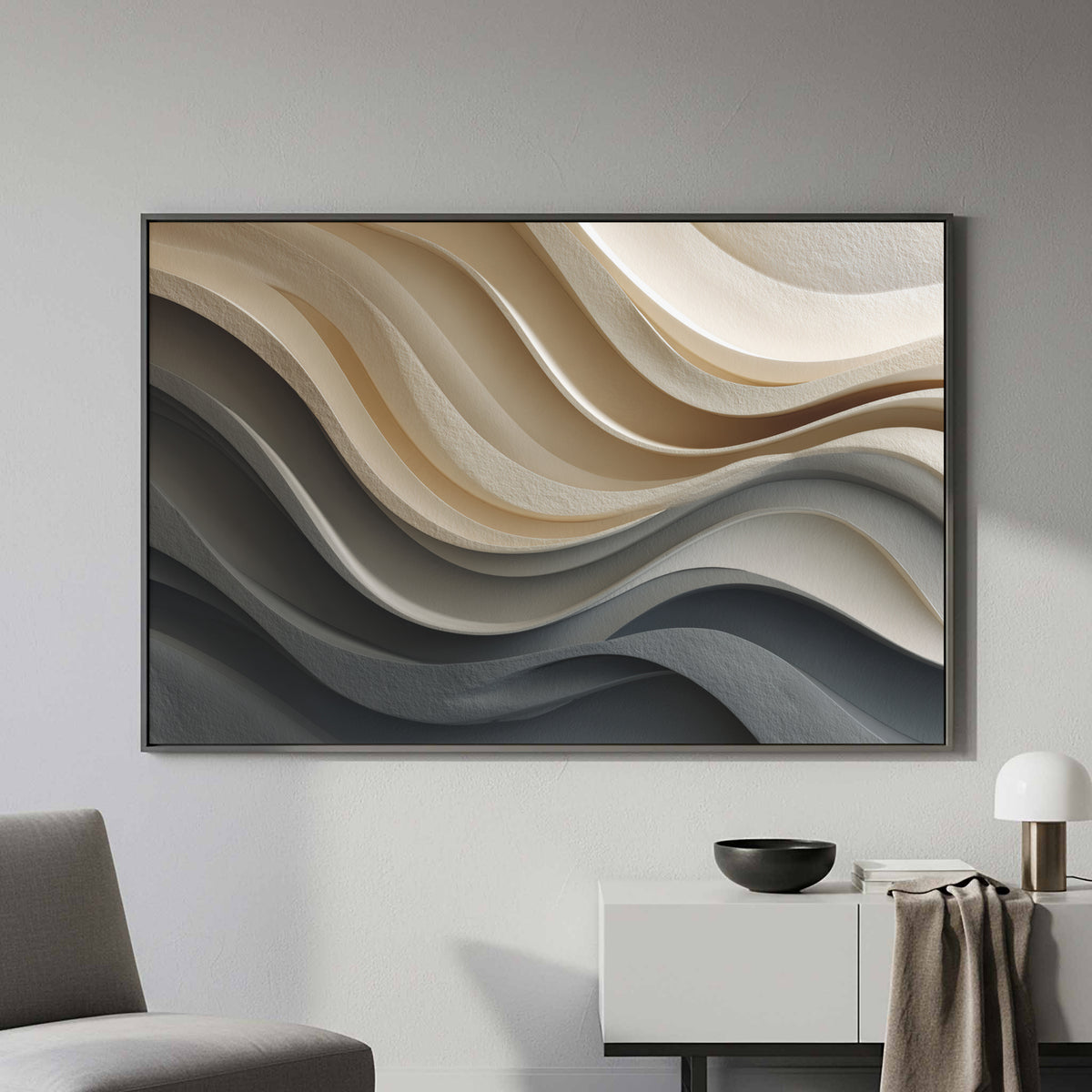 Abstract Sculptural Wall Art – styled room view 4