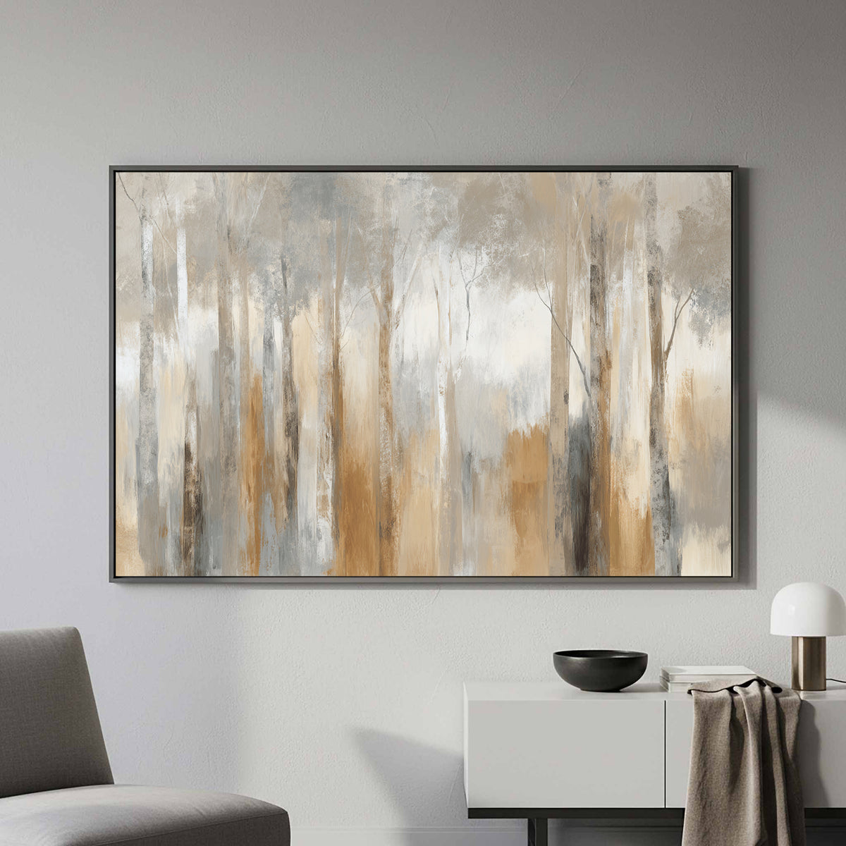 Abstract Forest Canvas Wall Art – styled room view 5