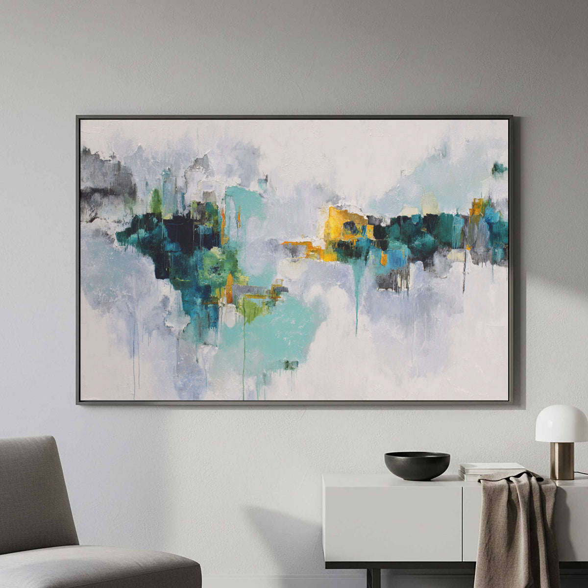 Abstract Fluid Canvas Wall Art – styled room view 5