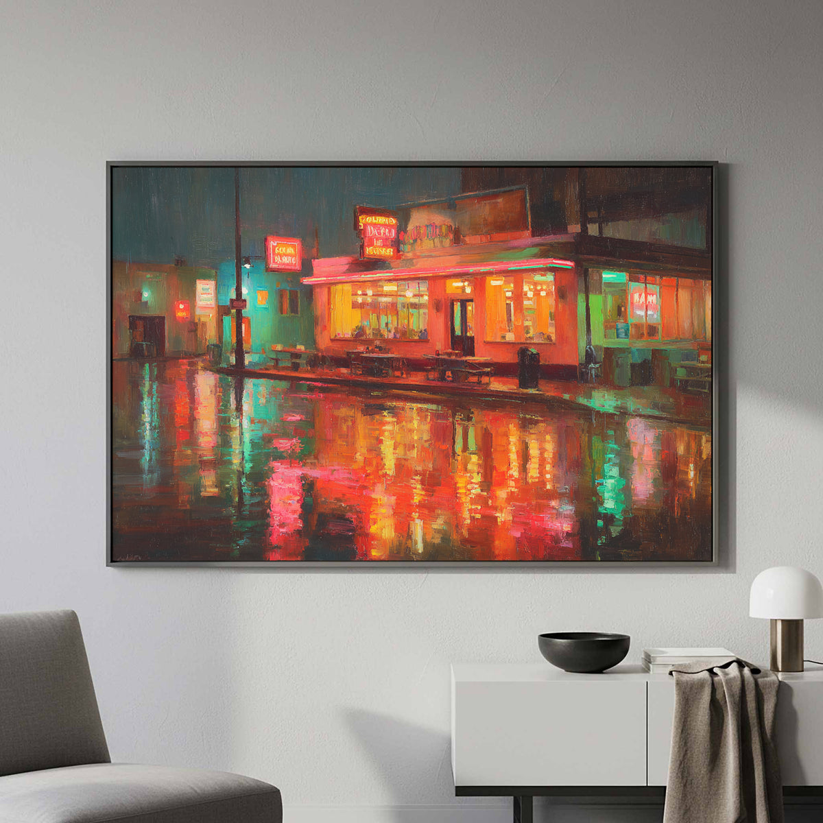 Midwest Supper Club Canvas Art – styled room view 3