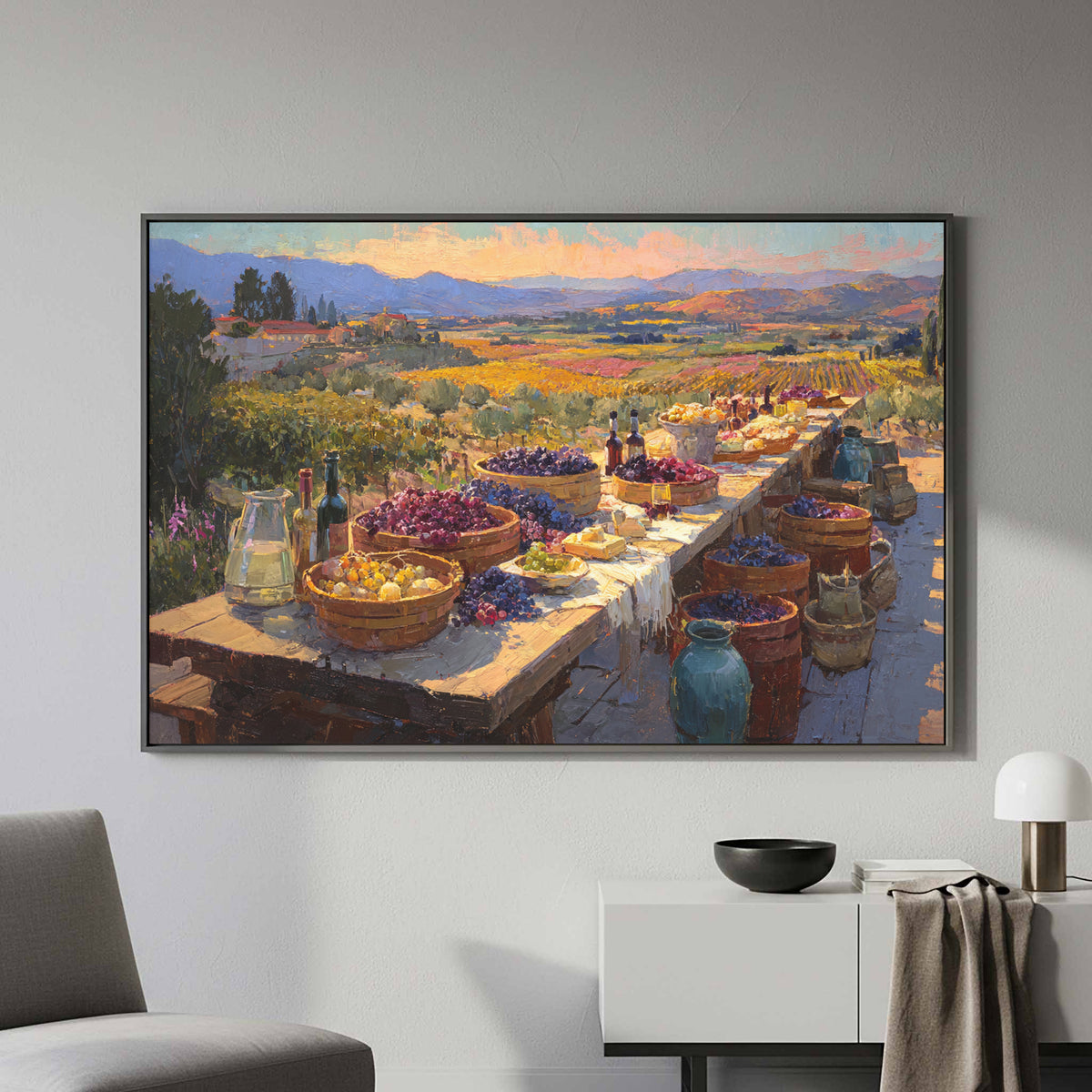 Wine Country Harvest Canvas Wall Art – styled room view 3