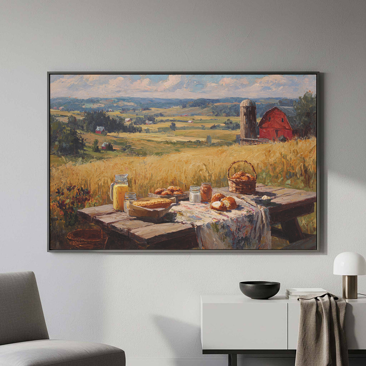Midwest Farmhouse Still Life Canvas Print – styled room view 4