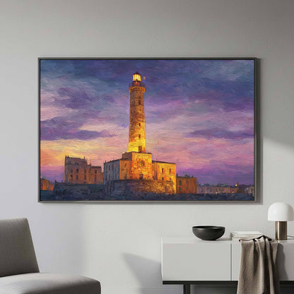 Lighthouse of Genoa Canvas Wall Art – styled room view 4