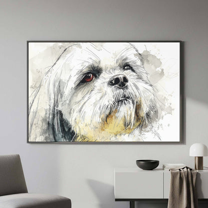 Shih Tzu Dog Portrait Canvas Print – styled room view 4