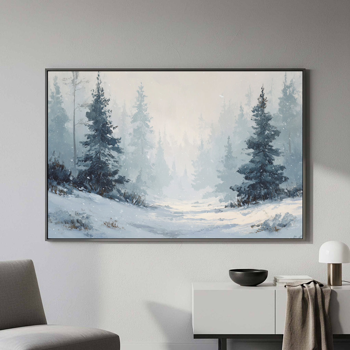 Winter Forest Canvas Print – styled room view 5