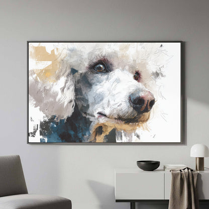 Stylized Poodle Canvas Wall Art – styled room view 4