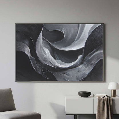 Abstract Monochrome Figure Wall Art – styled room view 5