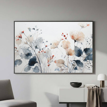 Abstract Watercolor Floral Wall Art – styled room view 4