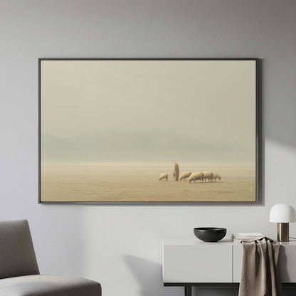 Jesus with Sheep Canvas Wall Art – styled room view 4