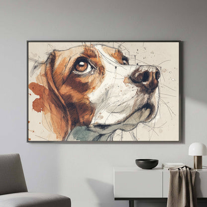 Beagle Portrait Canvas Print – styled room view 3