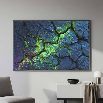 Cracked Rock Wall Canvas Art – styled room view 3