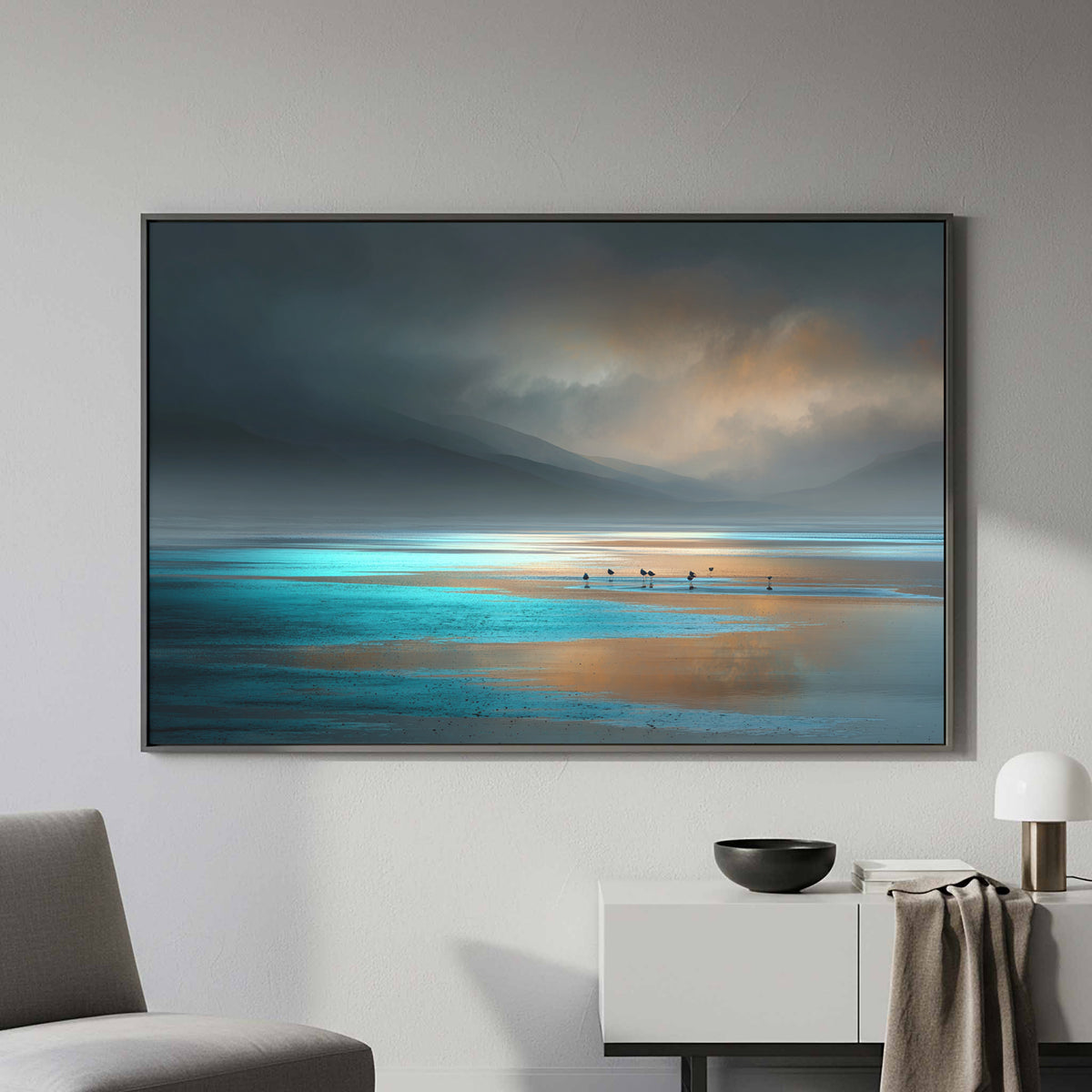 Coastal Seascape Wall Art – styled room view 5