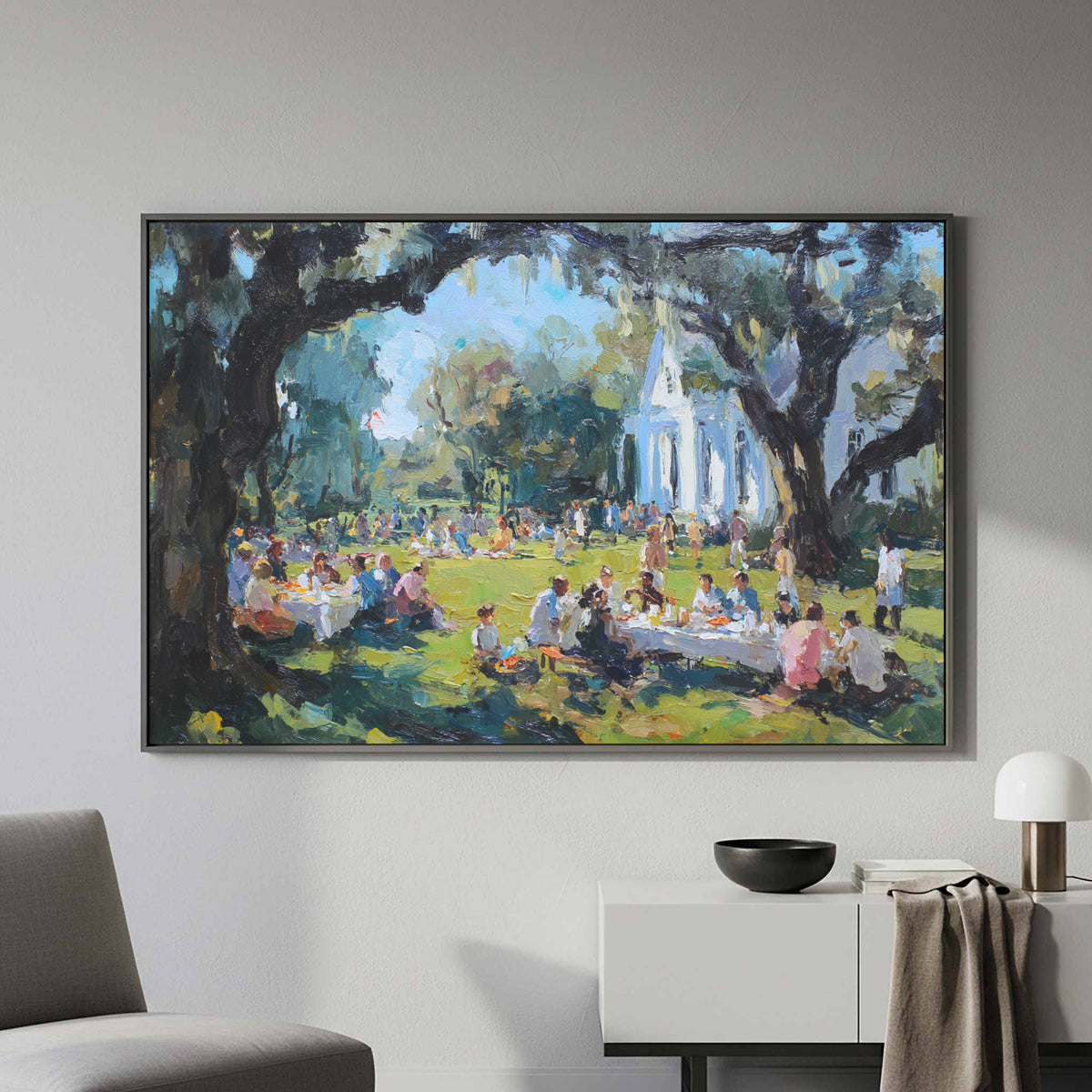 Southern Church Picnic Canvas Print – styled room view 5