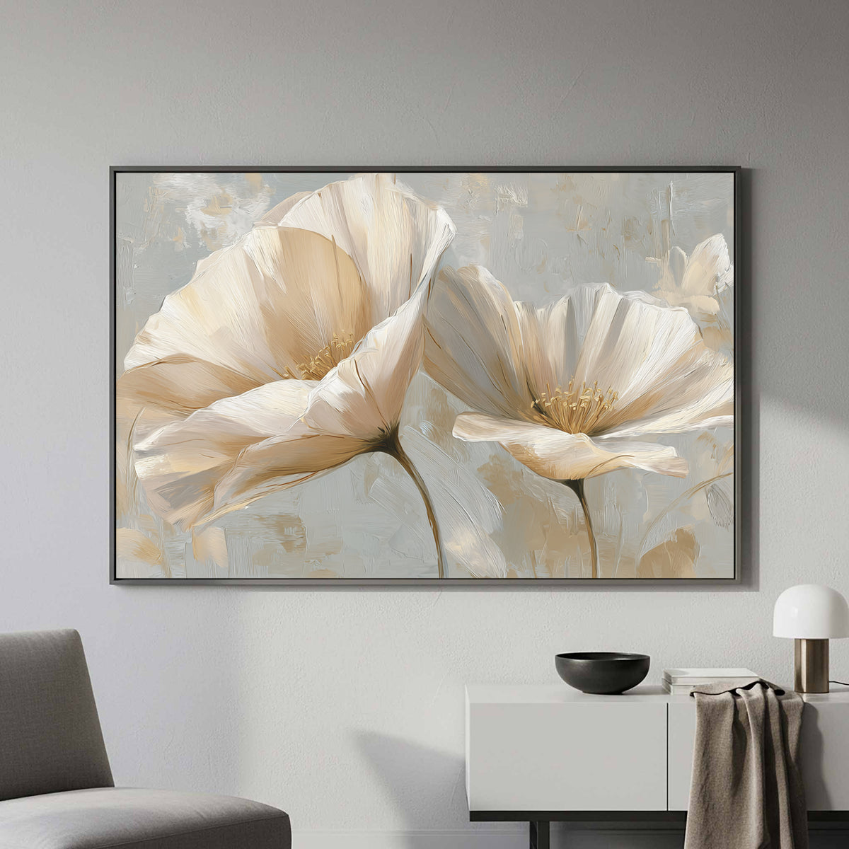 Abstract Floral Canvas Print – styled room view 4