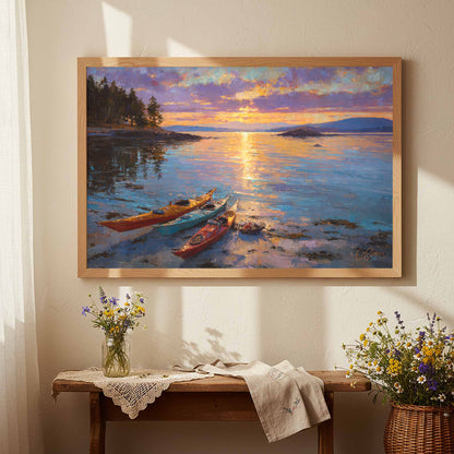 San Juan Islands Sunset Canvas Art – styled room view 5