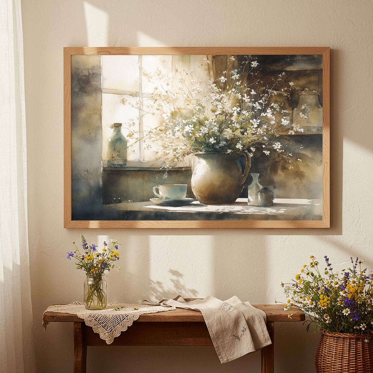 Watercolor Still Life Print – styled room view 5