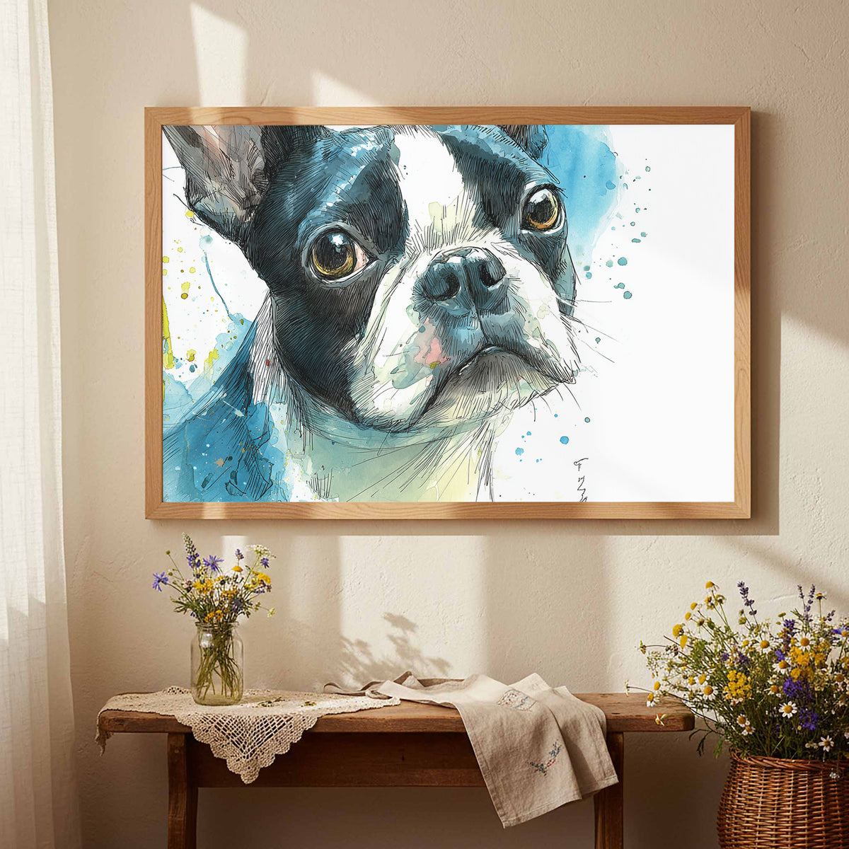 Boston Terrier Watercolor Canvas Art — product image 5