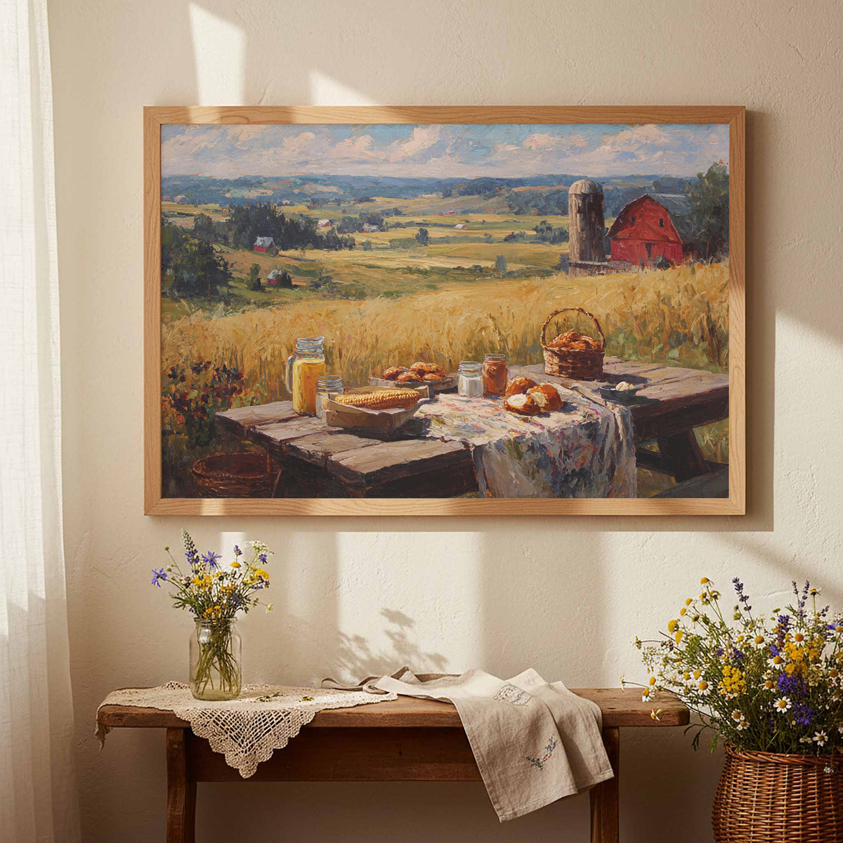 Midwest Farmhouse Still Life Canvas Print – styled room view 5