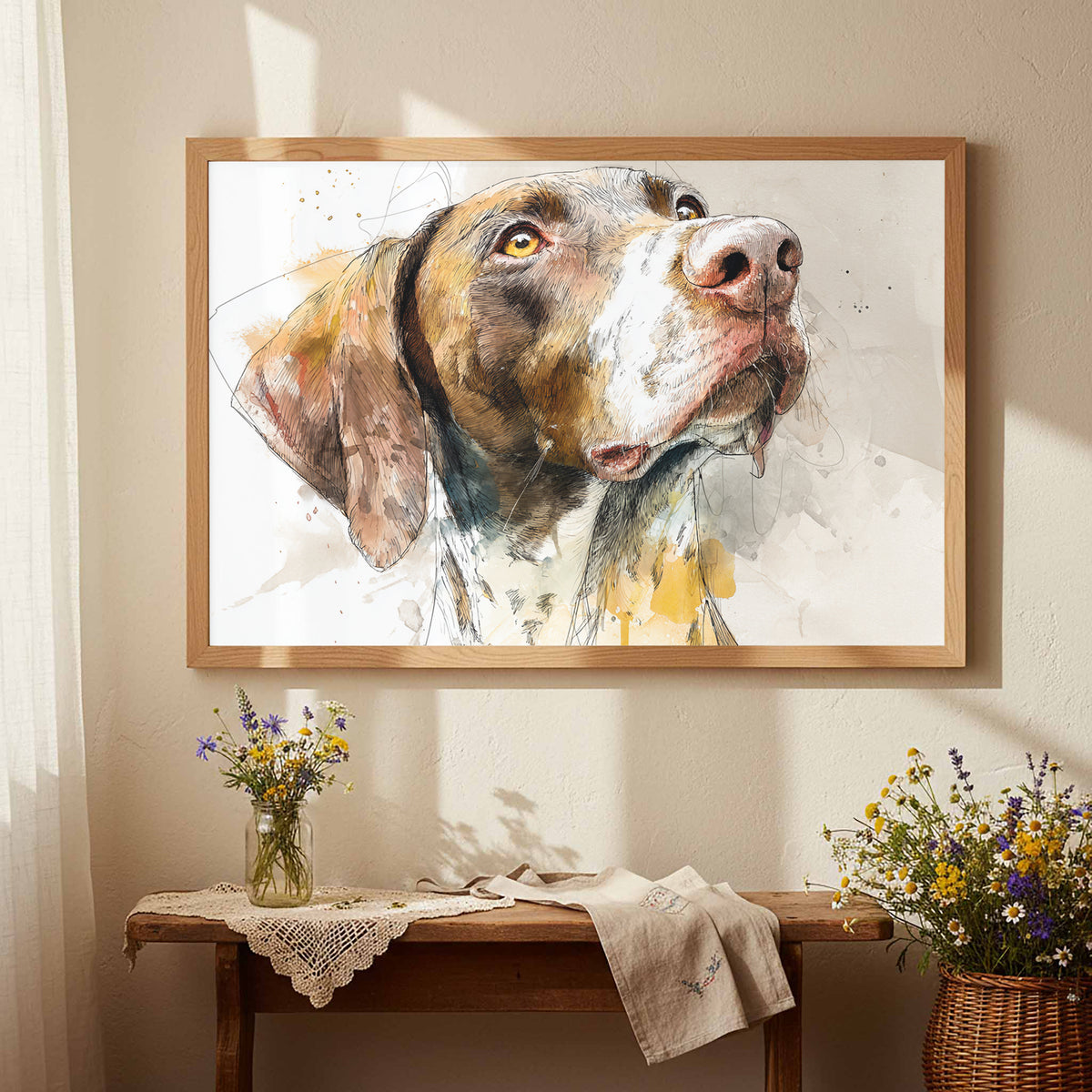German Shorthaired Pointer Canvas Print – styled room view 3
