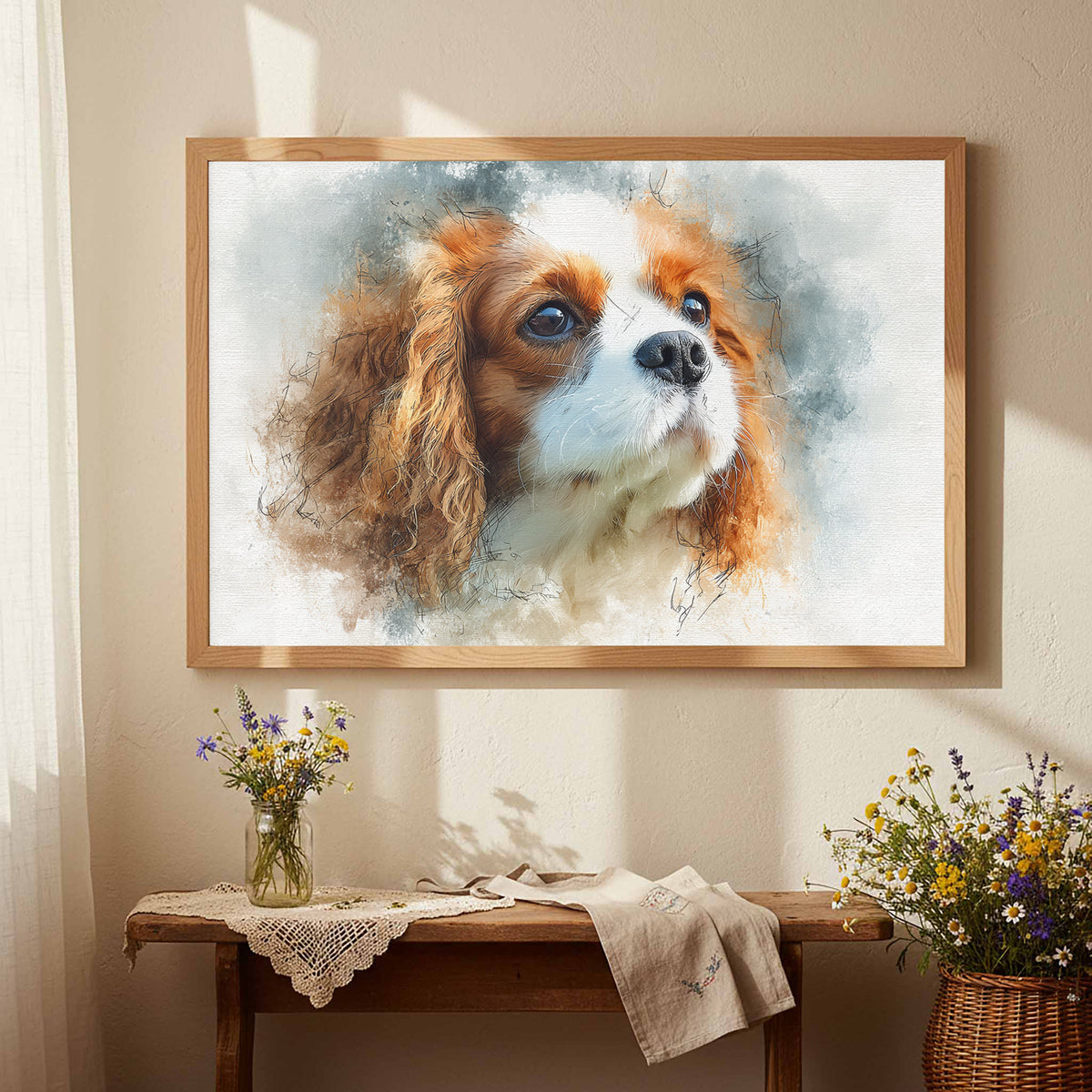 Cavalier King Charles Spaniel Canvas – styled room view 4