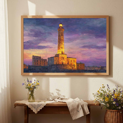 Lighthouse of Genoa Canvas Wall Art – styled room view 5