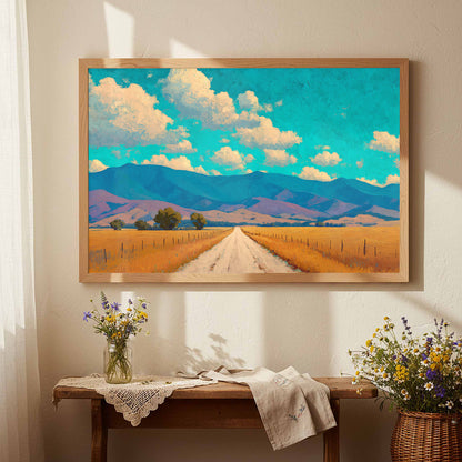 Mountain Road Landscape Canvas Wall Art – styled room view 4