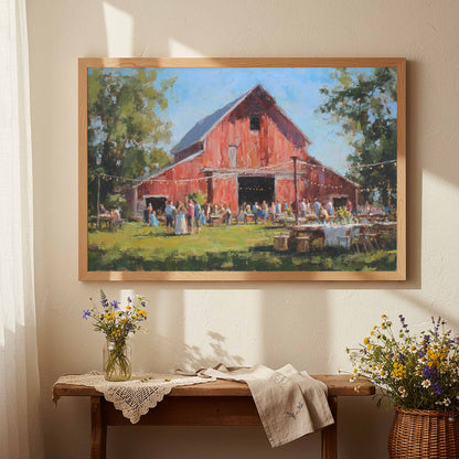 Barn Wedding Canvas Wall Art – styled room view 4