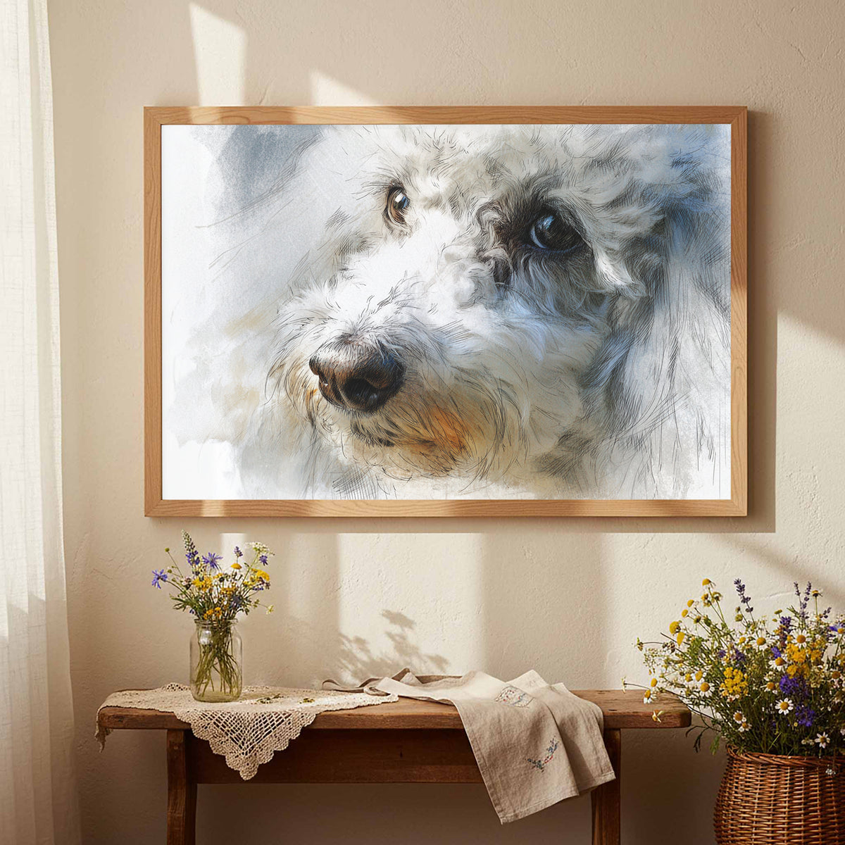 Poodle Portrait Wall Art – styled room view 4