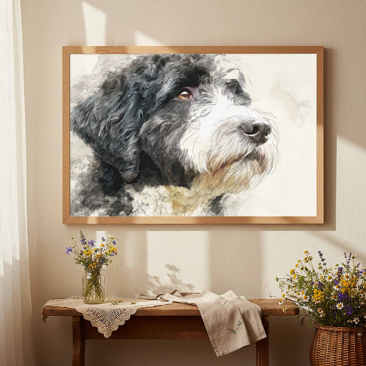 Portuguese Water Dog Canvas Print – styled room view 4