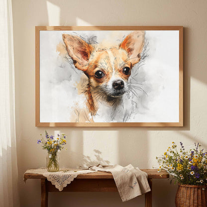 Chihuahua Portrait Canvas Wall Art – styled room view 4