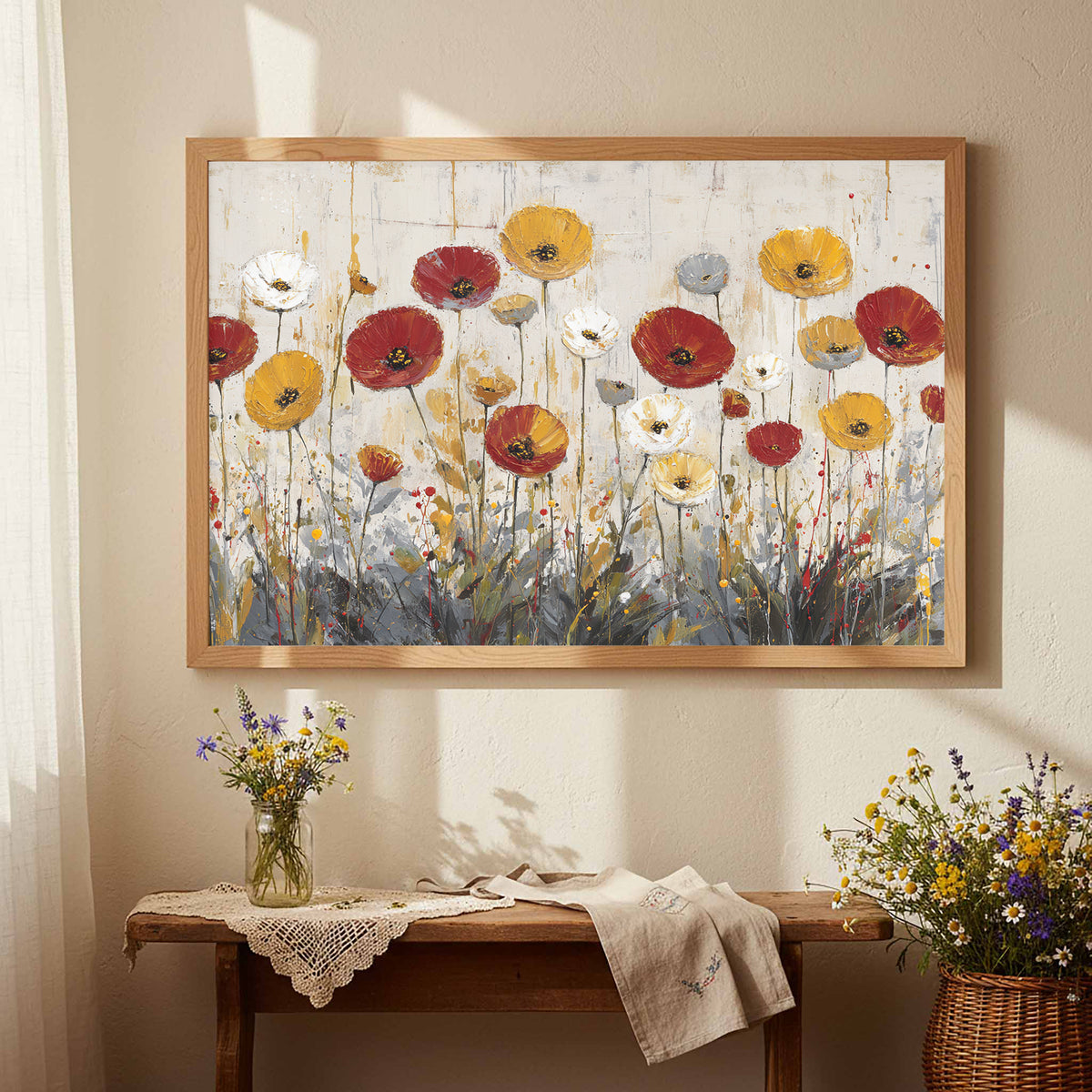 Contemporary Floral Canvas Art – styled room view 4
