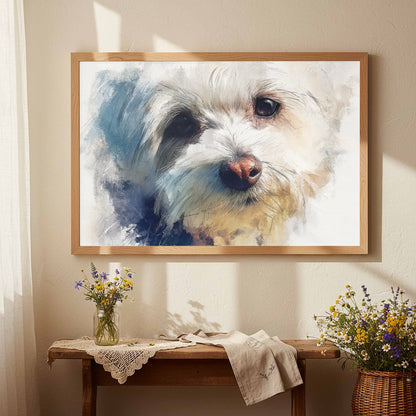 Maltese Dog Portrait Canvas Print – styled room view 3