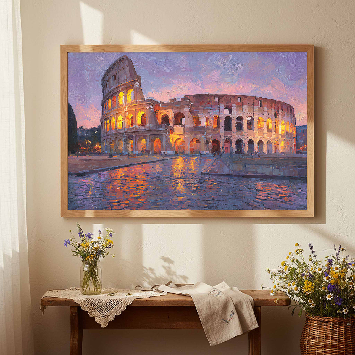 Colosseum Sunset Canvas Print – styled room view 4