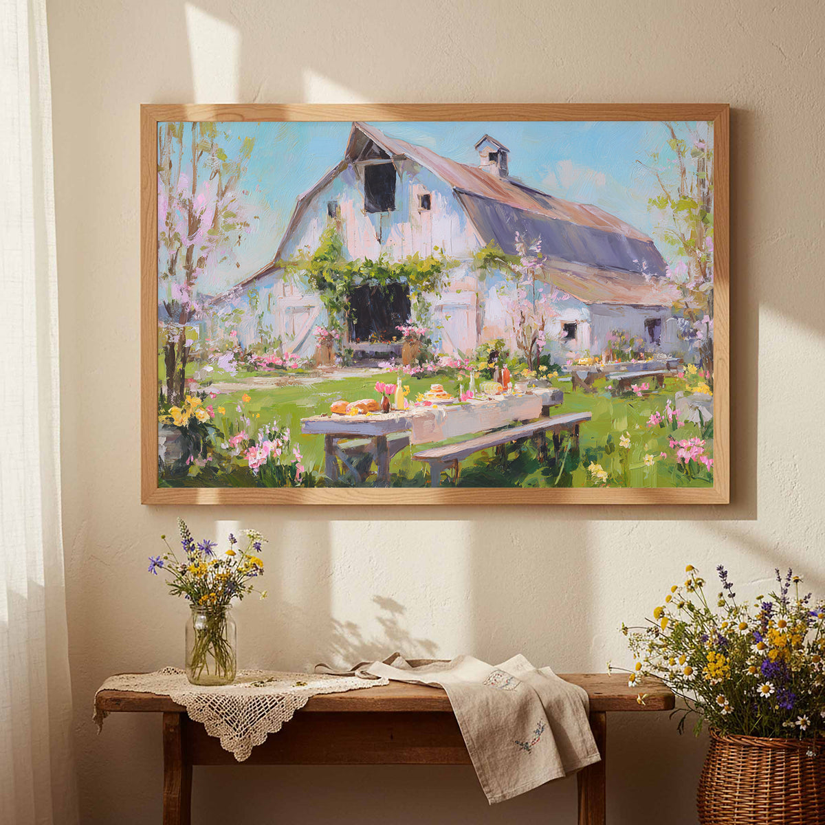 Spring Barn Wedding Canvas Print – styled room view 5