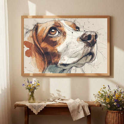 Beagle Portrait Canvas Print – styled room view 4