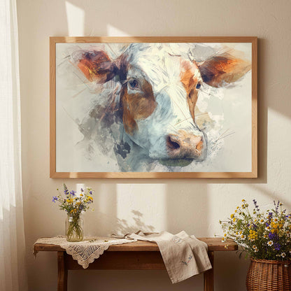 Cow Portrait Canvas Wall Art – styled room view 4