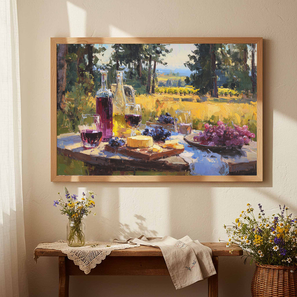 Oregon Vineyard Canvas Art – styled room view 4