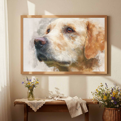Golden Retriever Portrait Canvas Art – styled room view 4