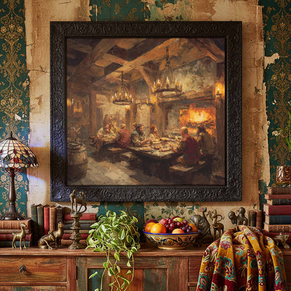 Medieval Tavern Canvas Print – styled room view 5