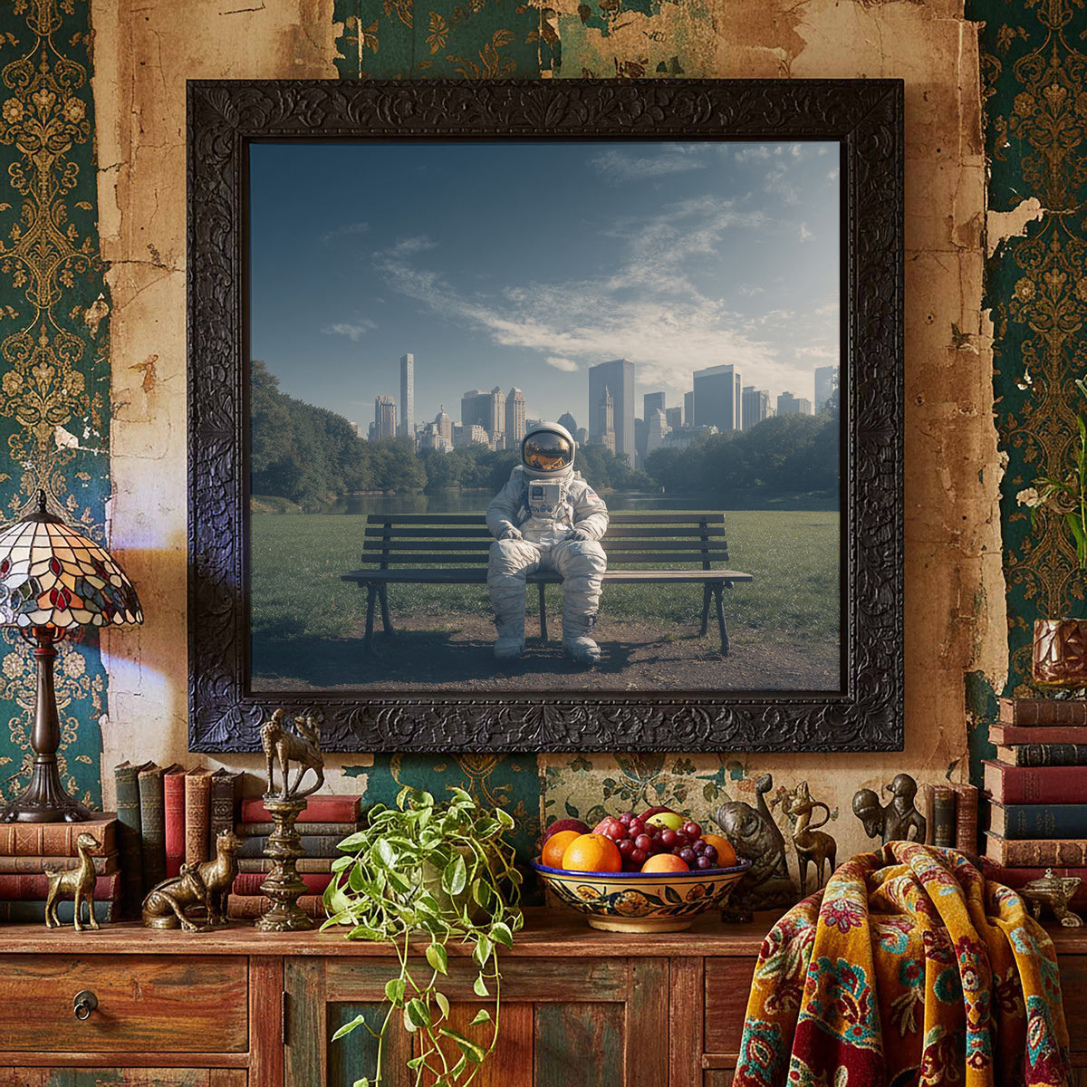 Astronaut Canvas Wall Art – styled room view 4