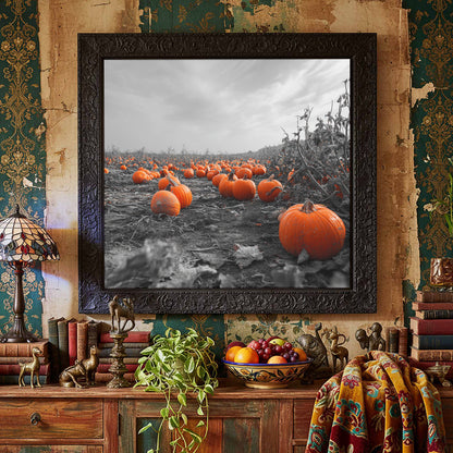 Autumn Pumpkin Field Wall Art – styled room view 5