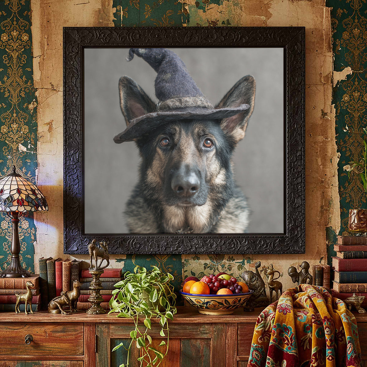 German Shepherd Dog Wizard Hat Canvas Wall Art Print — product image 6