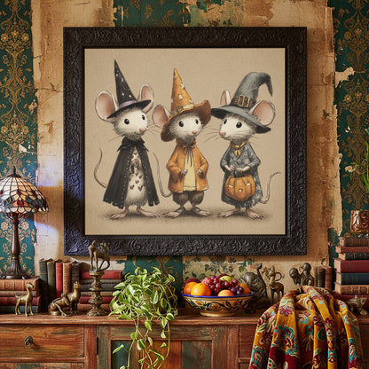 Halloween Mice Canvas Wall Art – styled room view 5